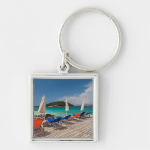 Llavero Riviera albanesa, Ksamil, ciudad frente a la playa