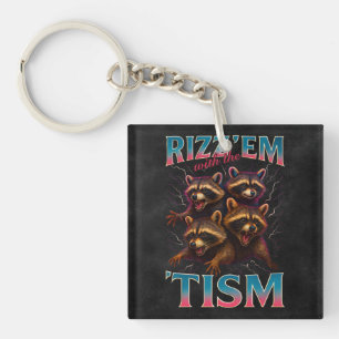 Llavero Rizz Em con el meme de Tism Autismo Mapache Divert
