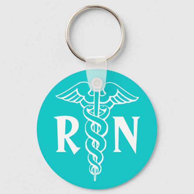 Llavero RN Registered Nurse Keychain with caduceus symbol (Anverso)