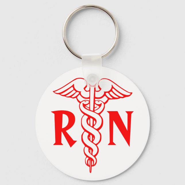 Llavero RN Registered Nurse Keychain with caduceus symbol (Anverso)