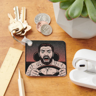 Llavero Road Rage Comic – Driver’s Fury Unleashed