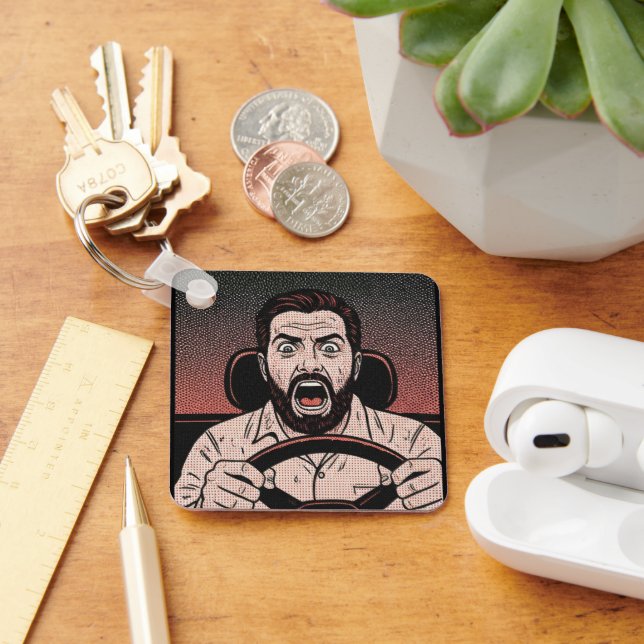 Llavero Road Rage Comic – Driver’s Fury Unleashed (Escritorio )