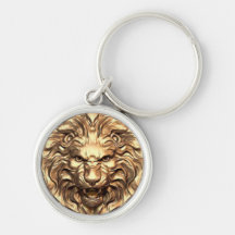 Roaring Gold Lion Head Keychain