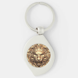 Llavero Roaring Gold Lion Head Keychain Metalizado