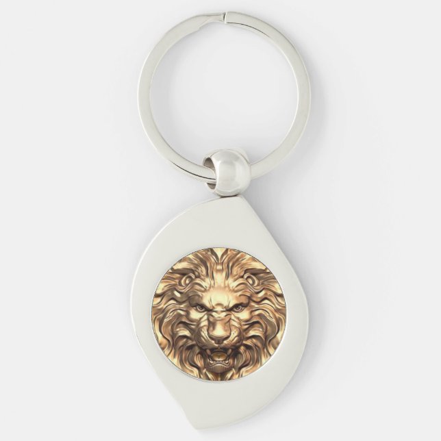 Llavero Roaring Gold Lion Head Keychain Metalizado (Anverso)