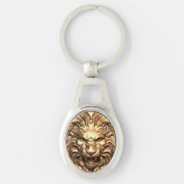 Llavero Roaring Gold Lion Head Keychain Metalizado