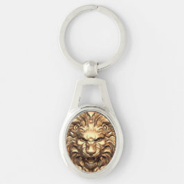 Llavero Roaring Gold Lion Head Keychain Metalizado