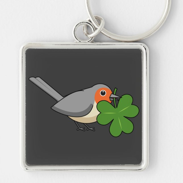Llavero Robin lindo con Shamrock Clover Personalizado (Frente)