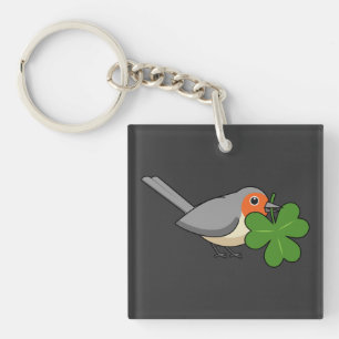 Llavero Robin lindo con Shamrock Clover Personalizado