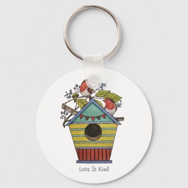Llavero Robins Con Arándanos Y Aves (Anverso)