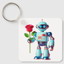 Llavero Robot con Rosa