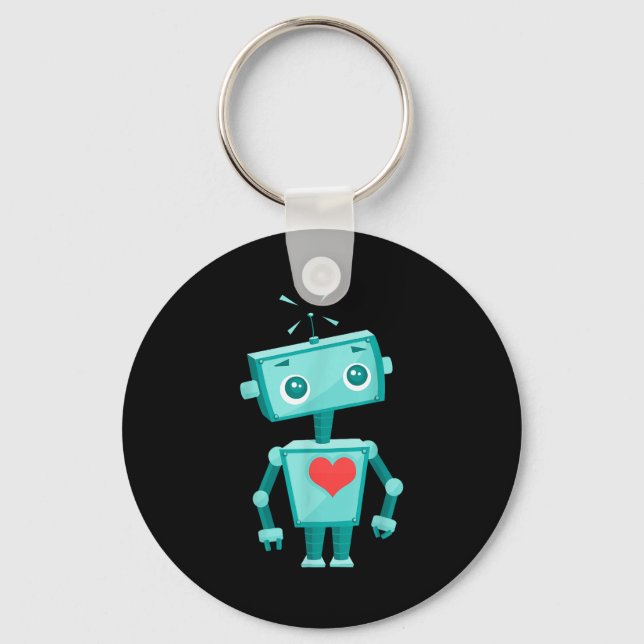 Llavero Robot Heart Valentine's Day For Kids Girls  (Anverso)