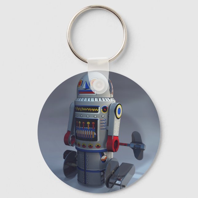 Llavero Robot retro de juguete número 7 Keychain (Anverso)