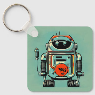 Llavero robot vintage rústico viejo y sucio steampunk