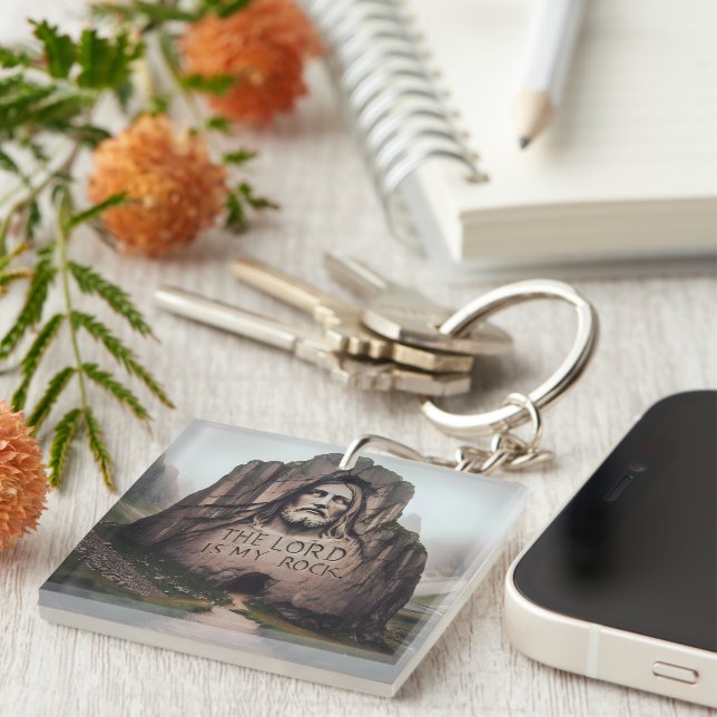 Llavero Roca Divina: Jesús Grabó El Señor Es Mi Rock (Frente Derecha)