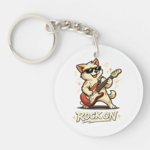 Llavero Roca En Guitarra Perro Divertido Música Rock