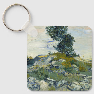 Llavero Rocas con Roble, Pintura al Óleo de Van Gogh