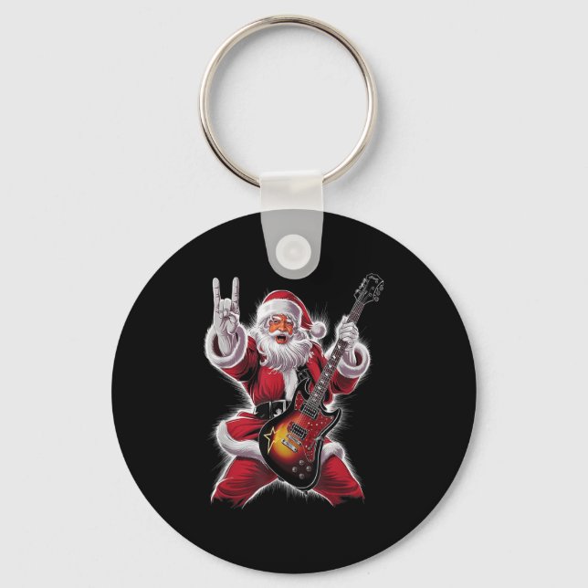 Llavero Rock &amp; Roll Christmas Santa Claus Guitar Playe (Anverso)