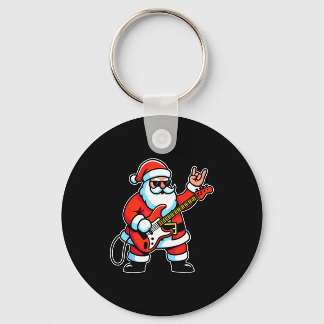 Llavero Rock &amp; Roll Christmas Santa Claus Guitar Playe (Anverso)