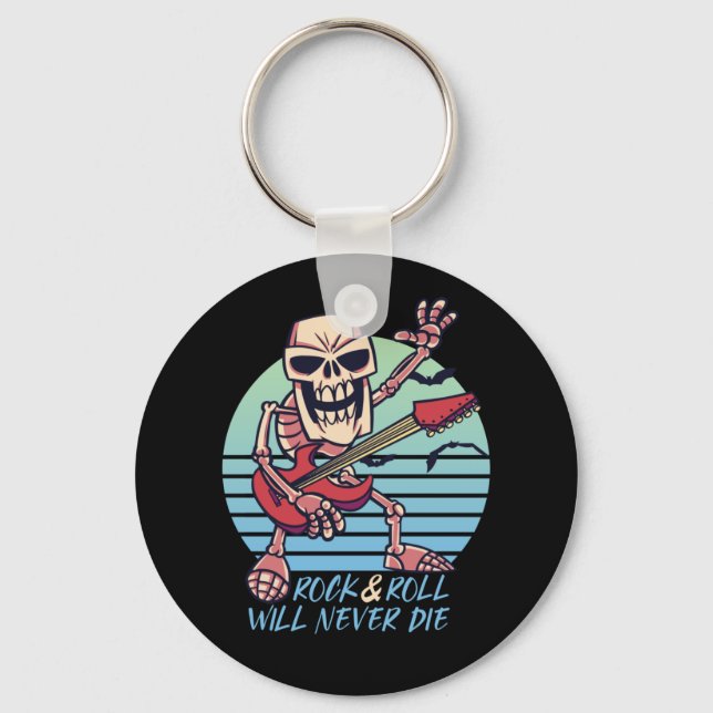 Llavero Rock and Roll nunca mueren retro rockstar Hallowee (Anverso)