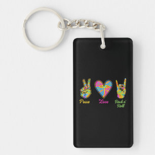 Llavero Rock de amor por la paz y lengua de Rótulo hippie