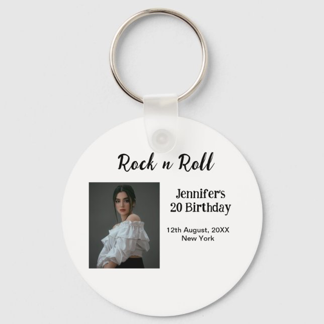 Llavero Rock n roll 20 cumpleaños chica foto elegante mode (Anverso)