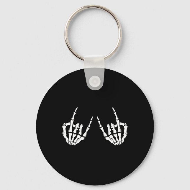 Llavero Rock On Rock Star Skeleton Hands Rocker Spooky Hal (Anverso)