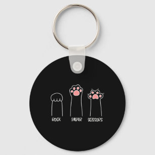 Llavero Rock Paper Scissors Hand Game Cute Paw Funny Cat