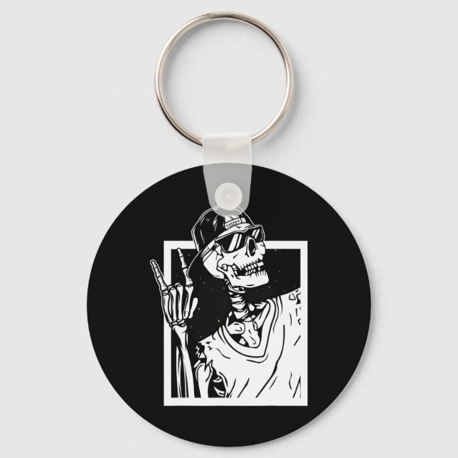 Llavero Rock Skeleton Hand Halloween Disstume Funny Rocker (Anverso)