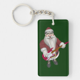 Llavero Rock Star Santa con guitarra eléctrica roja