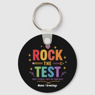 Llavero Rock the Test no enfatiza la motivación divertida
