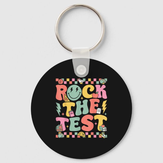 Llavero Rock The Test Testing Day Retro Motivational Teach (Anverso)