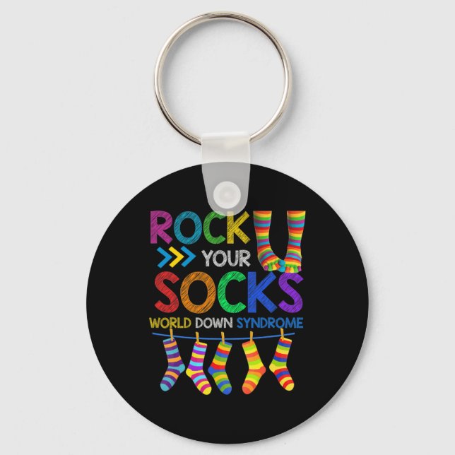 Llavero Rock Your Socks Cute 3-21 Trisomy 21 World Down Sy (Anverso)