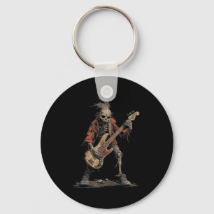 Llavero Rocker Punk Esqueleto Bajo De Guitarra De Rock Hal
