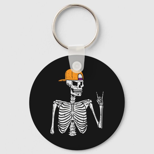 Llavero Rocker Skeleton Rock Hand Rótulo Halloween Costume (Anverso)