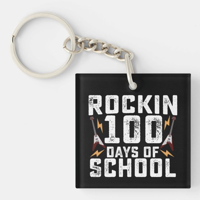 Llavero Rockin 100 días de cosecha de guitarra rock escola (Frente)