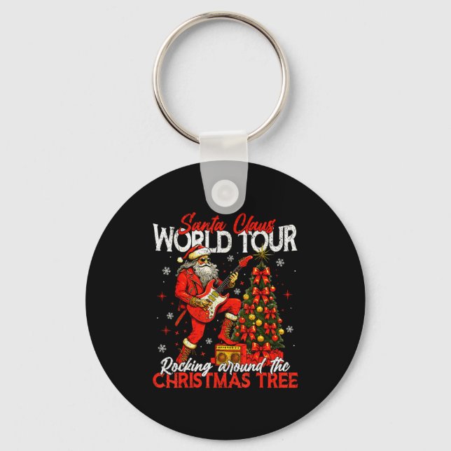 Llavero Rockin Santa World Tour Christmas Tree Guitar Men  (Anverso)