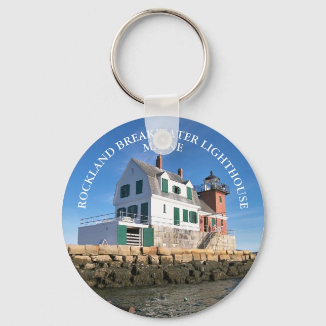Llavero Rockland Breakwater Lighthouse Maine Round Keyring (Anverso)