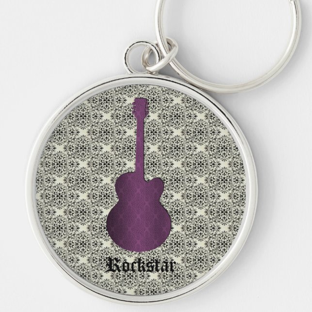 Llavero Rockstar Damask Guitar Keychain, Purple (Frente)