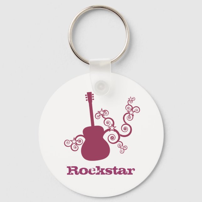 Llavero Rockstar Guitar Keychain, Fuchsia (Anverso)