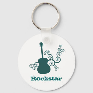 Llavero Rockstar Guitar Keychain, oscuro Verde azulado