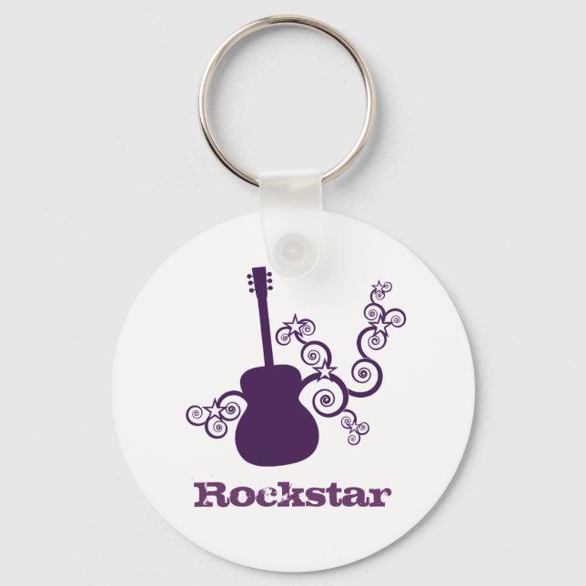 Llavero Rockstar Guitar Keychain, Purple (Anverso)