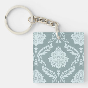 Llavero Rococo Damask Gran Patrón Pato Huevo Azul+Verde Te