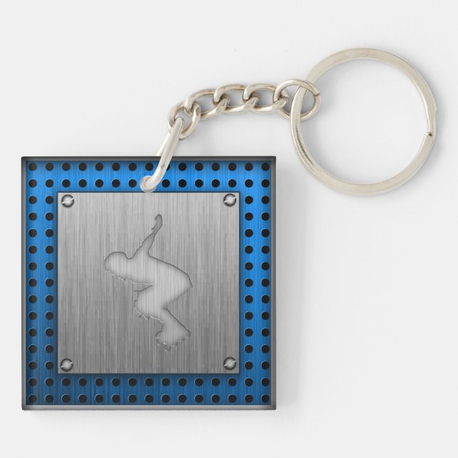 Llavero Rodaje en forma Metalizado cepillado (Atrás)