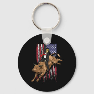 Llavero Rodeo Bull Rider Trump Bandera Americana Cowboy Bu
