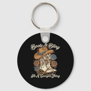 Llavero Rodeo de Howdy Country Botas y Brillo Es Una Vaque