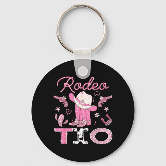 Llavero Rodeo Tio cumpleaños número 1 Botas Rosas Disco Va (Anverso)