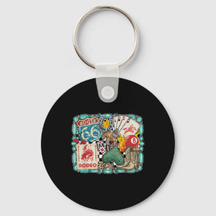 Llavero Rodeo Vaquero Occidental Retro Giddy Up Turquesa