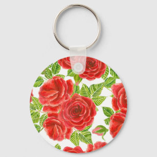 Llavero Rojas rojas acuarela patrón transparente