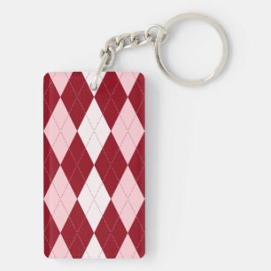 Llavero Rojo Argyle Crimson Forma de Diamante Pequeño Rosa